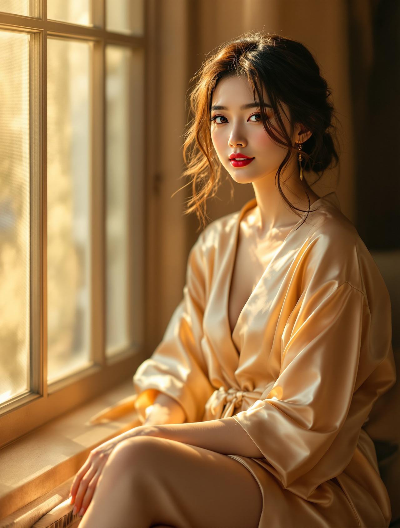 丝绸睡衣系列 - 内衣写真写真 - 福利91
